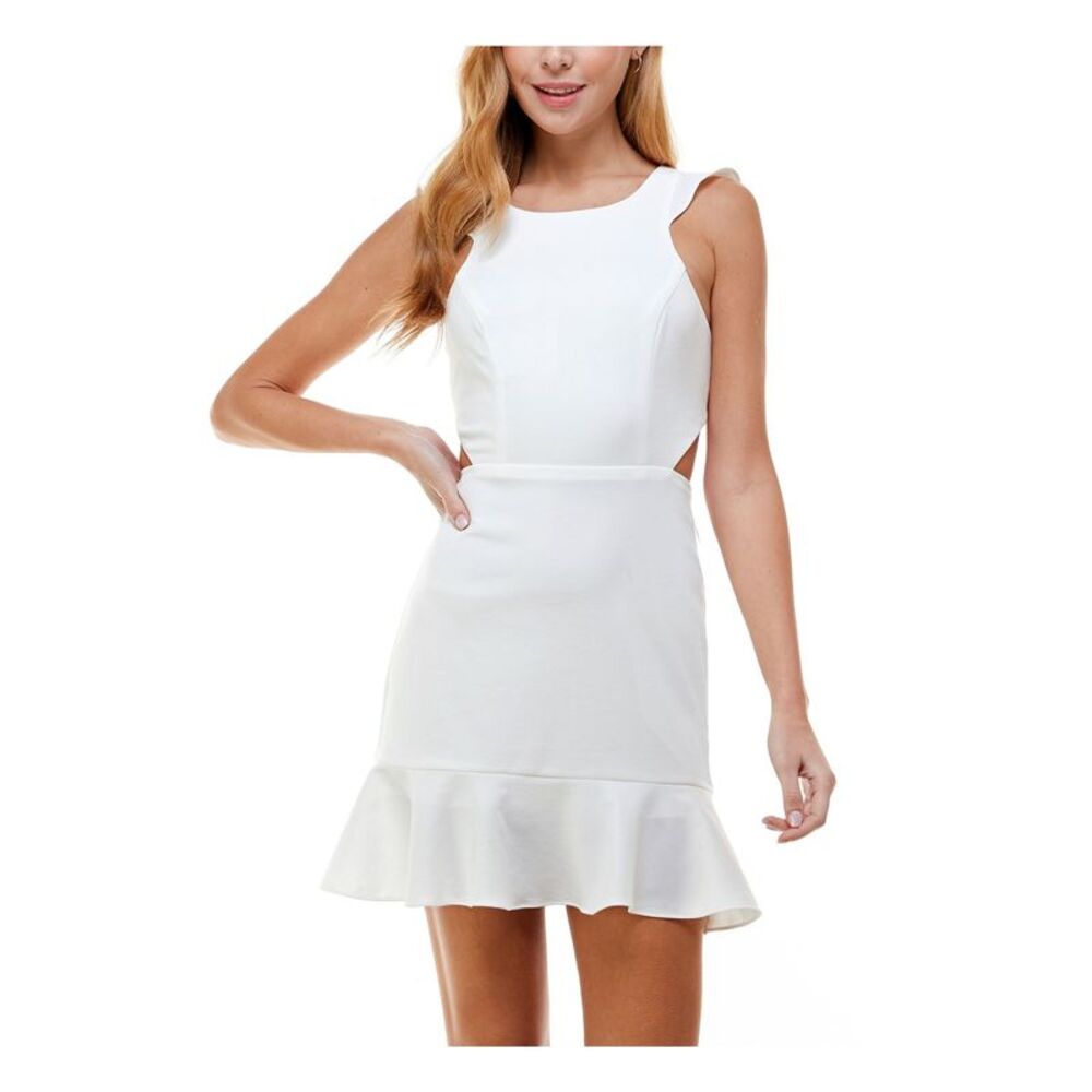 CITY STUDIO Womens Dress Ivory Open Back; Bust Padding; Hemline Juniors 11